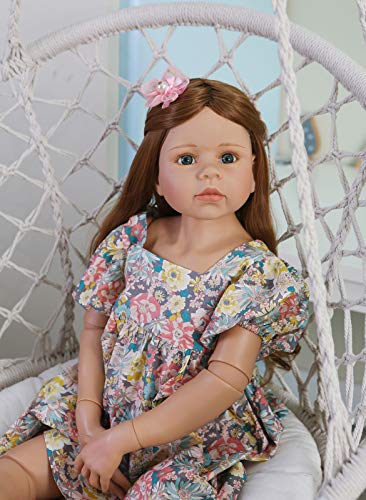 Angelbaby Big Reborn Toddler Girl 39 inch Stranding Reborn Dolls Vinyl Full Body Wighted Reborn Baby Masterpiece Doll for Adult Collectibles Kid Playmate