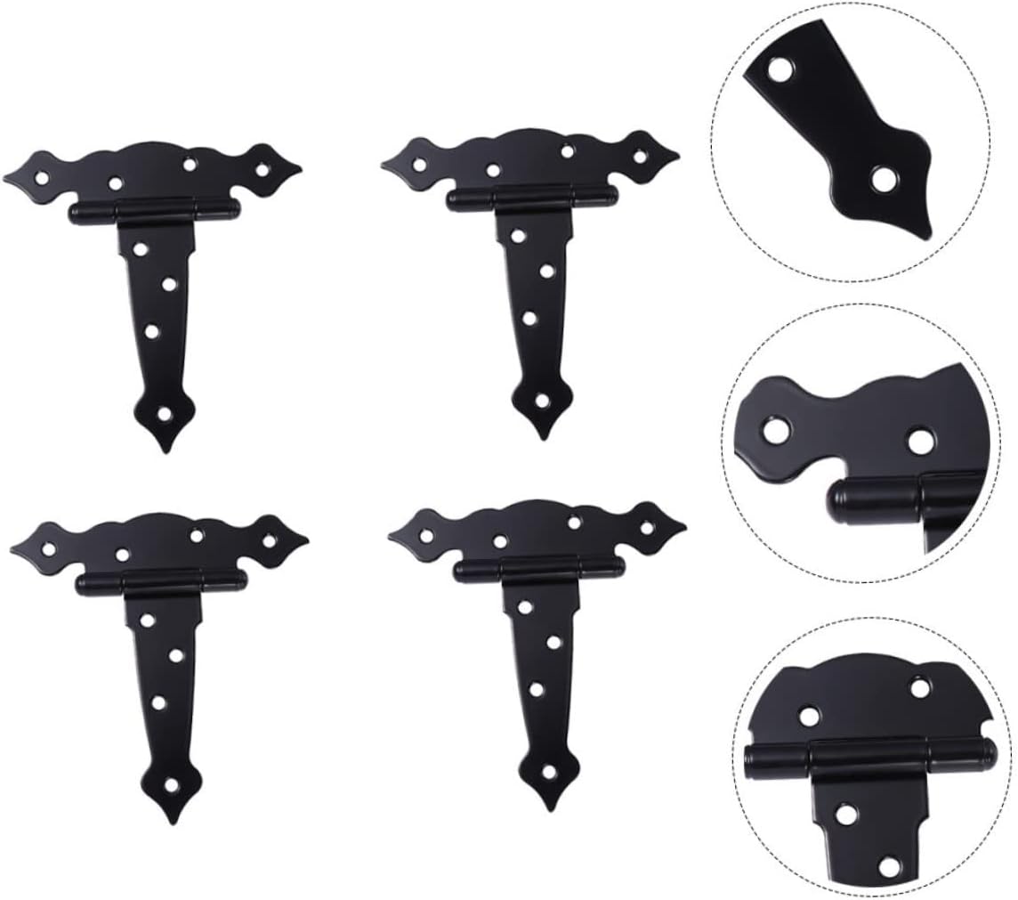 4Pcs Strap Hinge for Wooden Doors Durable Shed Door Hinges with Offset Screw Rotation for Barn Gates and Outdoor Fences