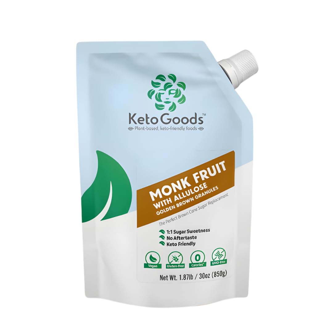 Keto Goods Monk fruit Sweetener with Allulose - Brown Sugar Substitute with 1:1 Sugar Sweetness No Erythritol - Ideal for Baking - Perfect Brown