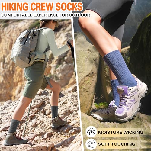 Image of Sandsuced 5 Pack Merino Wool Boot Hiking Socks for Women Warm Winter Thick Thermal Cozy Work Soft Ladies Socks