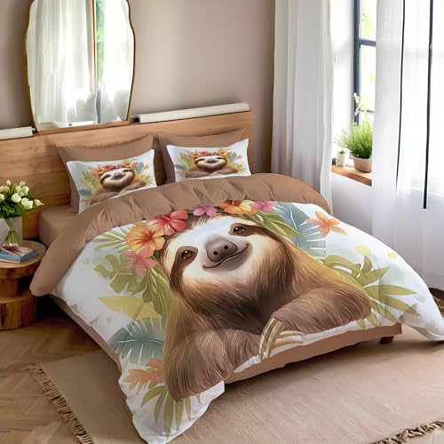 Housse de couette 140x200cm couronne tropicale réversible en coton doux - 5