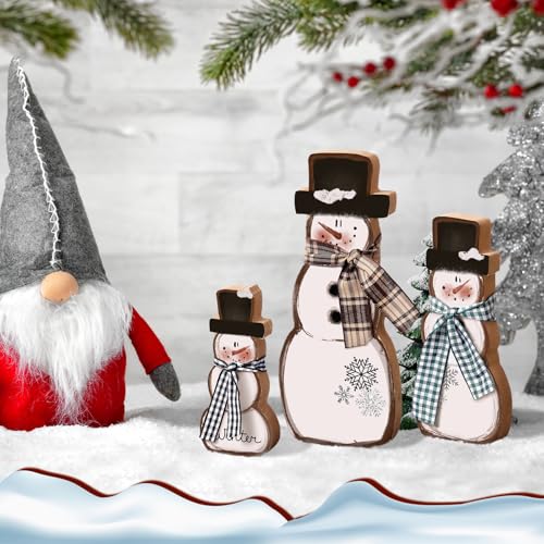 Suzile-3-Pcs-Christmas-Snowman-Table-Decorations-Wooden-Snowman-Centerpiece-Block-Winter-Snowman-Signs-Tiered-Tray-Desktop-Figurine-for-Indoor-Fireplace-Mantel-Home-Decor-Holiday-Xmas-Party-Supplies Suzile 3 Pcs Christmas Snowman Table Decorations Wooden Snowman Centerpiece Block Winter Snowman Signs Tiered Tray Desktop Figurine for Indoor Fireplace Mantel Home Decor Holiday Xmas Party Supplies