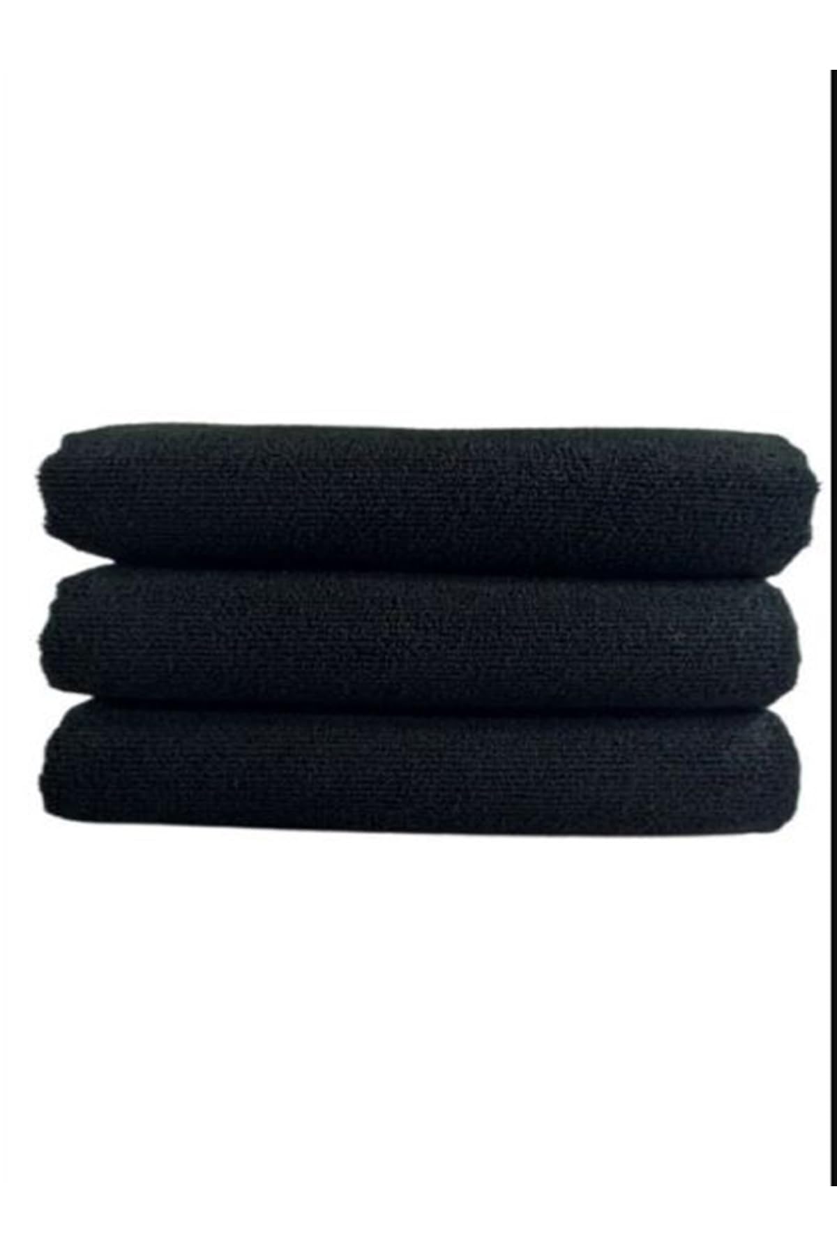 GOLDRİSE, 12 Adet Outlet Siyah Mikrofiber Kuaför Havlusu Saç Boyası Tutmayan, 50 x 90 CM, Siyah, 101050