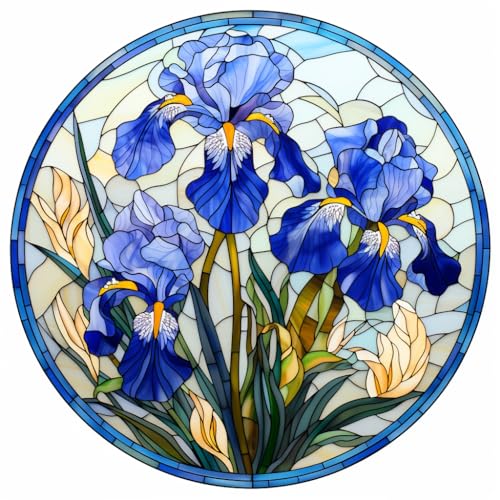 Broderie diamant 5D iris violet perles rondes et canevas mosaïque adulte 30 cm