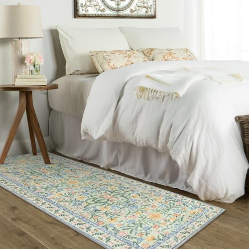 Morebes Machine Washable Runner Rug 2X6,Boho Bathroom Rug Runner,Vintage Floral Soft Ultra-Thin Indoor Throw Carpet For Entryway Bedroom Hallway Bath Laundry Room thumb #1