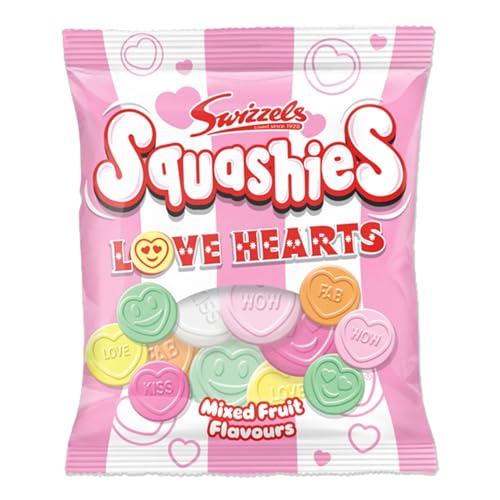 Swizzels Squashies Love Hearts 120g - Chewy Retro Sweets Perfect Soft Chews for Kids Party Bags Birthday Treats Valentine Hampers and Gift Boxes