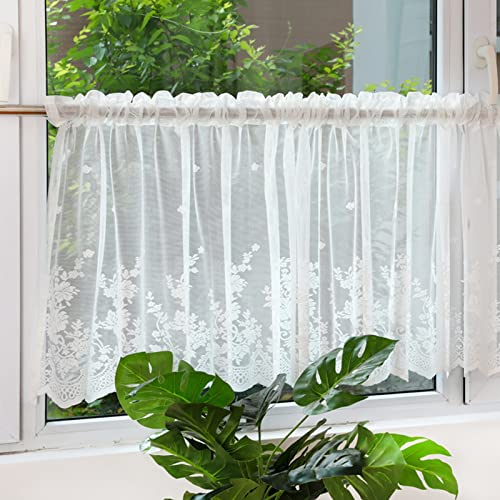 Consejos para Comprar Visillos , listamos los 10 mejores. 40 Cortinas de cocina de estilo rural,Cortina bistró Corto Visillos de filtrado de luz de encaje blanco,Bolsillo de barra,para ventanas pequeñas/armarios/marcos de puertas,...
