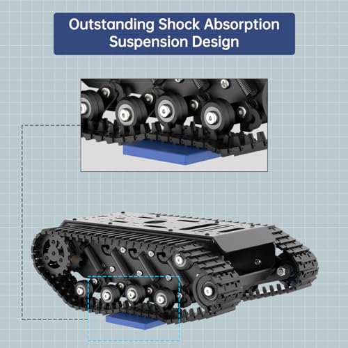 Image of Robot Tracked Tank Car Chassis with Encoder DC Motor, Suspension Shock Absorption Chassis Car Full-Metal Robotic Moving Platform Track for Arduion RPi Microb Jetson Python DIY Smart Robot Maker