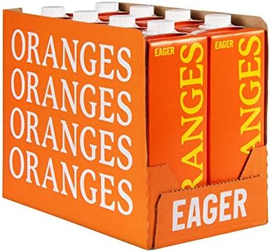 Eager 100% Squeezed Smooth Orange Juice, 8 x 1 Litre Cartons