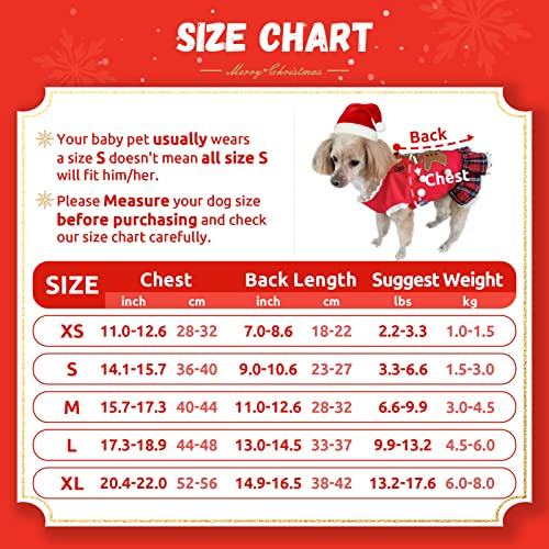 Tengzhi Christmas Dresses For Small Medium Dogs Cats Fall Winter New Year Xmas Dog Skirt Cute Gingerbread Man Red Plaid Puppy Outfit Chihuahua Yorkie Clothes(S) #TOP1