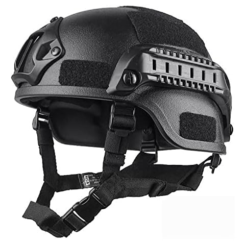 aleawol Tactical Helmet, Black Airsoft Helmet, Adjustable Lightweight PJ Type Tactical Paintball Airsoft Fast Helmet for Airsoft Paintball CS War Game Outdoor Sport Cover