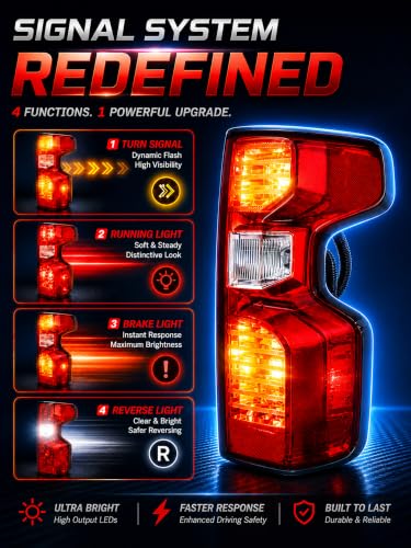 Image of Halogen Tail Lights Assembly Right Passenger Fit Chevy Silverado 1500 2019 2020 2021 2022 2023 2024 2025 Chevrolet 2500 3500 HD 2500HD 3500HD Rear Brake Back Up Lamp Taillight Lens GM2801308
