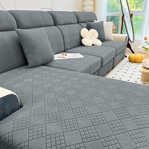 hyha Universal Couch Cushion Covers, Magic Sofa Covers Washable, Stretch Couch Sofa Covers for 3 Cushion Couch, Interior Sofa Seat Cushion Covers for Sofa (3 Cushion Sofa, Gray) Cover