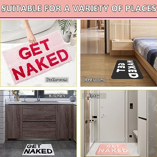Image of Get Naked Bath Mat Fun Bathroom Rugs Soft Non Slip Cute Bath Rugs Funny Bathroom Decor for Bedroom (Pink, 32'' x 20'')