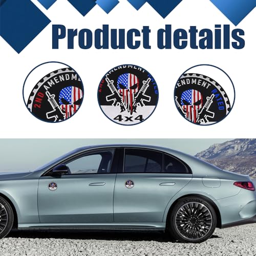 Image of 2ND Amendment Badge Rated Car Emblem, 4 x 4 3D Metal Car Badge Decals Stickers Round Emblem Decals, Universal Exterior Decorations Accessories Emblems Badge for Jeep Wrangler Vehicles Truck SUV RV