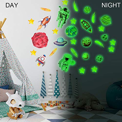Set de vinilos decorativos espaciales luminosos para pared miniatura 5
