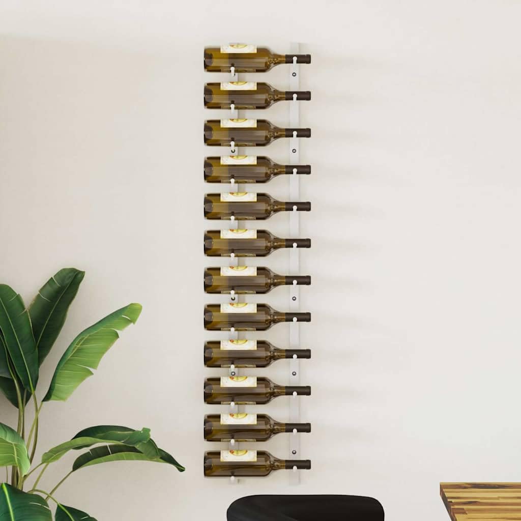 Wand-Weinregal aus weißem Eisen für 12 Flaschen, Flaschenhalter mit Montagezubehör, modernes Flaschenregal für Küche, Bar, Speisekammer, praktische Aufbewahrung und Lagerung