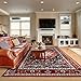 YJ.GWL Area Rug for Living Room, 4x6 Machine Washable Boho Rug for Bedroom, Low Pile Lightweight Thin Rugs Floral Vintage Distress Print Pattern Carpet for Dining Room, Red