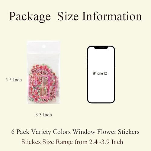 Miniatura 6 de Dwpetzo - Calcomanías transparentes para marco de ventana para suministros de estampado 60 piezas de calcomanías decorativas para viñetas kit de