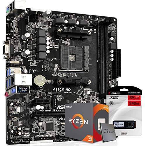 Kit Upgrade Placa mãe Asrock A320M-HDV AMD AM4, Processador AMD Ryzen 3 3200G 4.0Ghz, SSD Kingston 2
