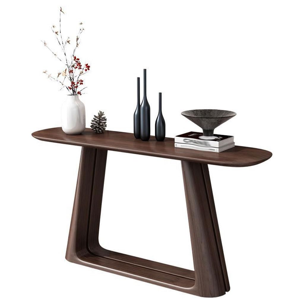 ENGENDER Console Tables Chinese Leaning Wall Entryway Table Aisle Black Walnut Wood Colour Simple Solid Narrow Side(160 * 30 * 88cm)