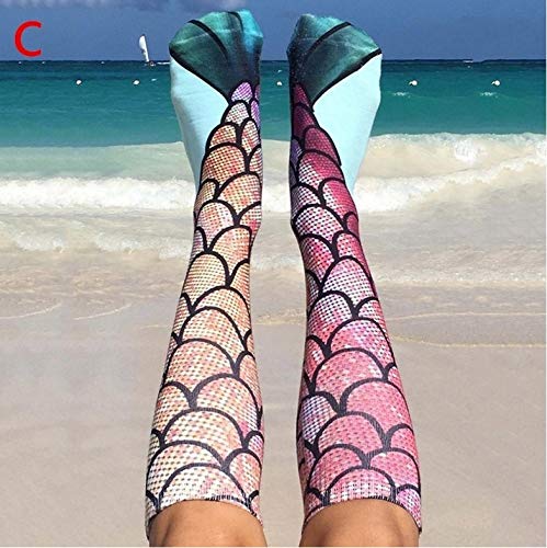 2-Pair Mermaid Knee High Stocking, Soft Over the Calf Boot Socks Leg Warmers Stockings for Cosplay Women2