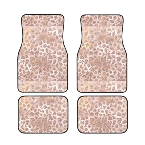 Juego de 4 alfombrillas para coche antideslizantes neopreno oro rosa