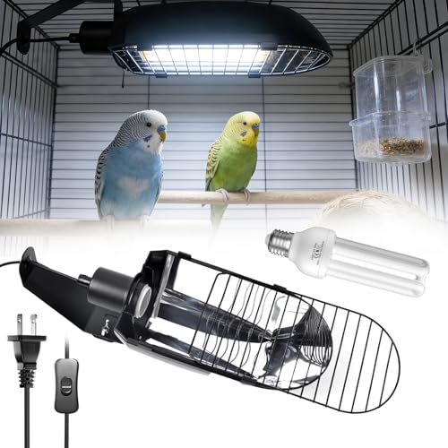 GlowUp UVB 2.4 Bird Cage Light Combo Kit 20W UVB Bird Light Bulb Deep U-Shaped Lamp Fixture with Compact Fluorescent Bulb E26 for Captive Birds Reptiles