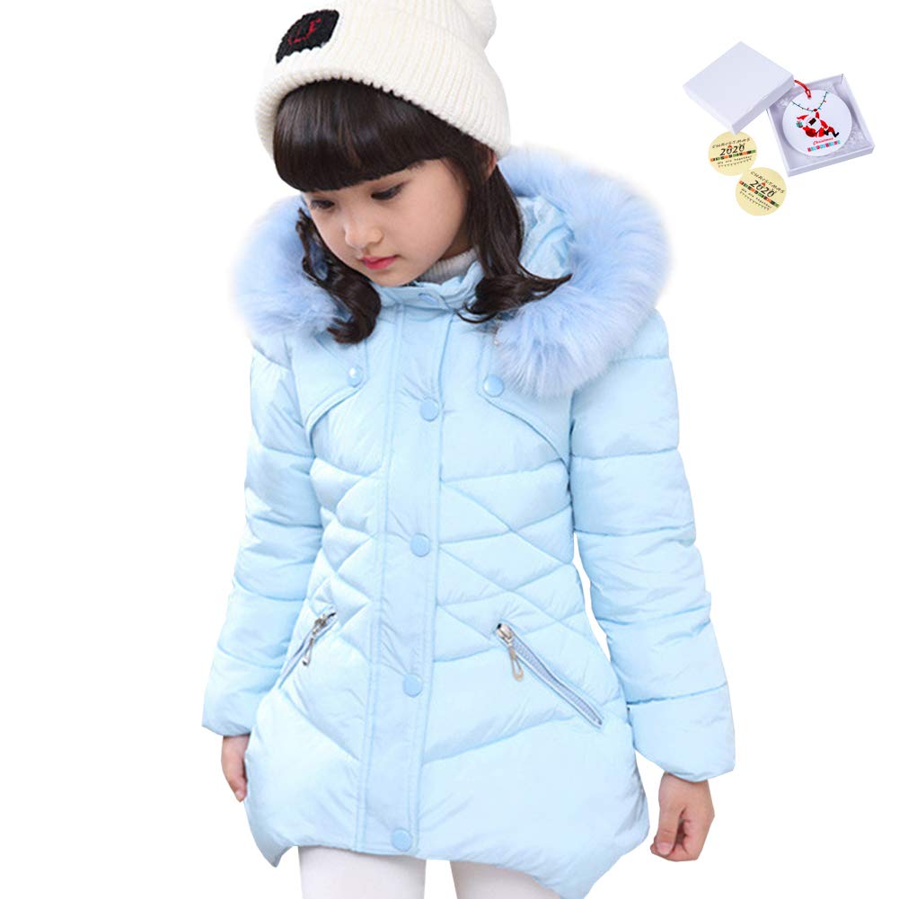 Doudoune Filles Manteau Hiver Epaisse Chaud Blouson Enfant Veste à Capuche Fausse Fourrure