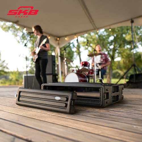 Image of SKB 2U Roto Rack Case - Durable Polyethylene Gear Protector, Stackable, Waterproof with Twist Latches & Rubber Feet for Musicians, Black