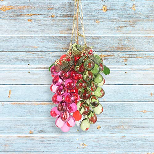 EXCEART Acrylic Grape Cluster Ornament - 3pcs Artificial Grapes Hanging Ornament Decor for Christmas, Party, Wedding
