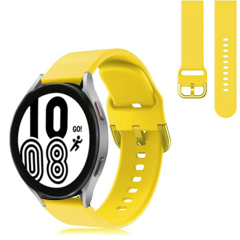 Compatible For Garmin Vivomove 3S / Vivoactive 4s / VENU 2S / Withings Steel HR 36mm/ Fossil Gen 5E Strap Silicone Fitness Wrist Band Classic Buckle Breathable 18mm (Yellow)