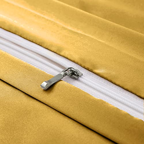 Image of Ersmak 6 Pieces Satin Duvet Cover Full /Queen Size Luxury Silky Bedding Duvet Cover Set with 1 Soft Duvet Cover, 4 Queen Pillowcases and 1 Body Pillowcase, Gold