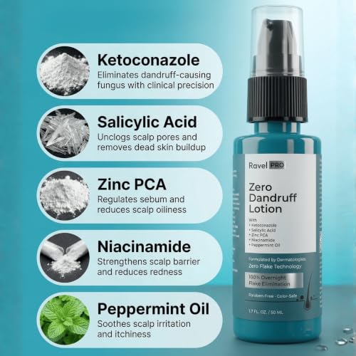 Image of Ravel PRO Anti-Dandruff Lotion+Anti-Dandruff Shampoo (Combo Pack) | Zero Flake Technology | 100% Overnight Flake Elimination - Paraben-Free, Color-Safe | For Men & Women | For All Hair Types