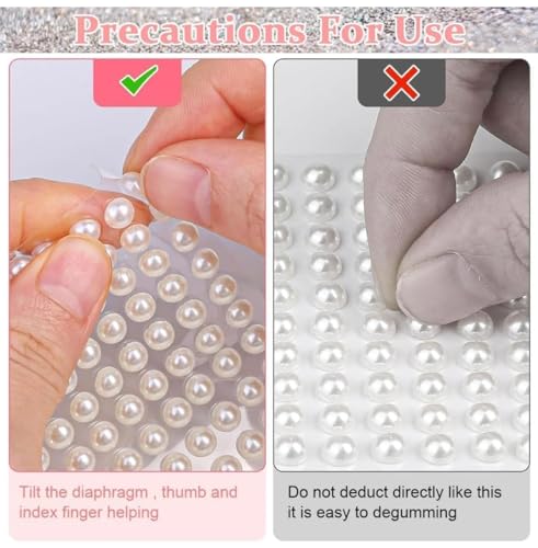 Image of KRAFTMASTERS Diameter Crystal Stone Finish Pearl Bead Sticker Sheet (White) - Set of 3 Sheets, self Adhesive