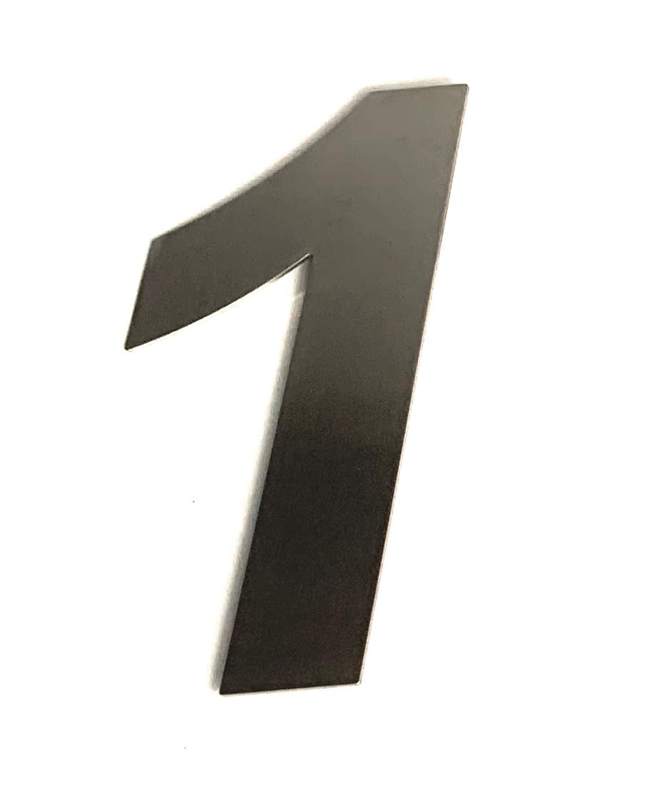 ASC FLOATING HOUSE NUMBER - Number 1 (One) - Brushed Stainless Steel House/Door Number - 6" / 15cm Tall