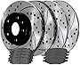 AutoShack BRAKEPKG0003 Front and Rear Drilled and Slotted Brake Kit Rotors Black and Ceramic Pads Set of 4 Replacement for Lincoln MKS 2018 MKT 2009-2019 Ford Flex 2010-2019 Taurus 2011-2019 Explorer