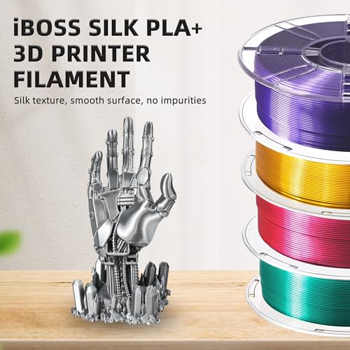 Image of iBOSS PLA Pro (PLA+) 3D Printer Filament 1.75mm,Silk Shiny 3D Printing Filament,1kg Spool (2.2lbs),Dimensional Accuracy + /- 0.02mm,PLA Plus 3D Filament,Fit Most FDM Printer(Silk Light Silver)