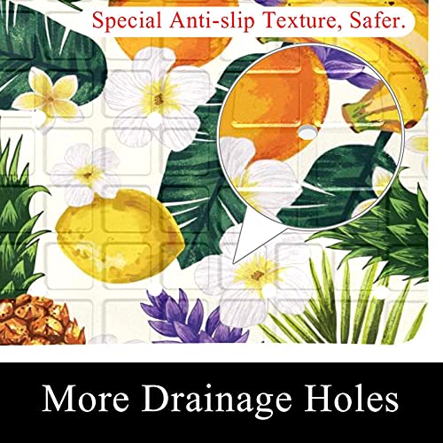 Tapis de baignoire antidérapant à ventouses avec motif floral pour douche - 3