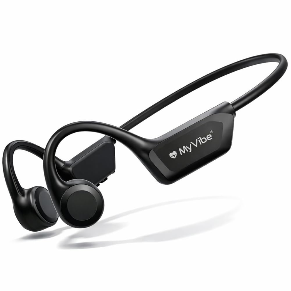 MYVIBE is Good Casque Conduction Osseuse Bluetooth 5.4 – Écouteur Conduction Osseuse Oreilles Ouvertes avec Micro, IPX5 Étanche – Ultra Léger 30g – Course à Pied, Cyclisme hors route, Randonnée, Sport