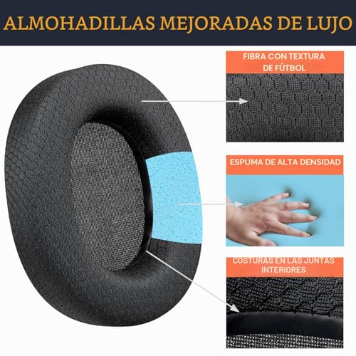 Miniatura 4 de Soulwit Almohadillas De Repuesto Para Steelseries Arctis 1 3 5 Arctis 7 7 7p 7p 7x 7x 9 9x Pro Prime Do Not Fit Any Arctis Nova Auriculares, Con Espuma De Aislamiento De Ruido-Negro