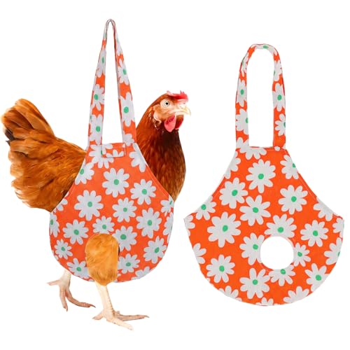 Matwsec Chicken Carrier Bag Chicken Purse Carrier Chickens Holder Bag for Hen Rooster Poultry Chickens Transport Outdoor Travel Hiking Driving (White+Orange 1 Pack)