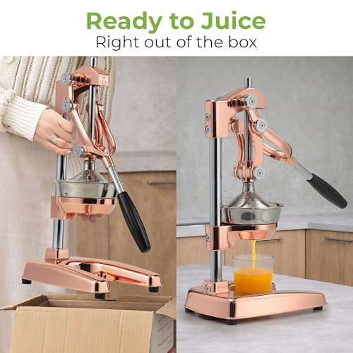 Image of Zulay Professional Citrus Juicer - Premium Manual Citrus Press and Orange Squeezer - Metal Lemon & Lime Squeezer - Extra Tall Heavy Duty Cast Iron Manual, Rose Gold