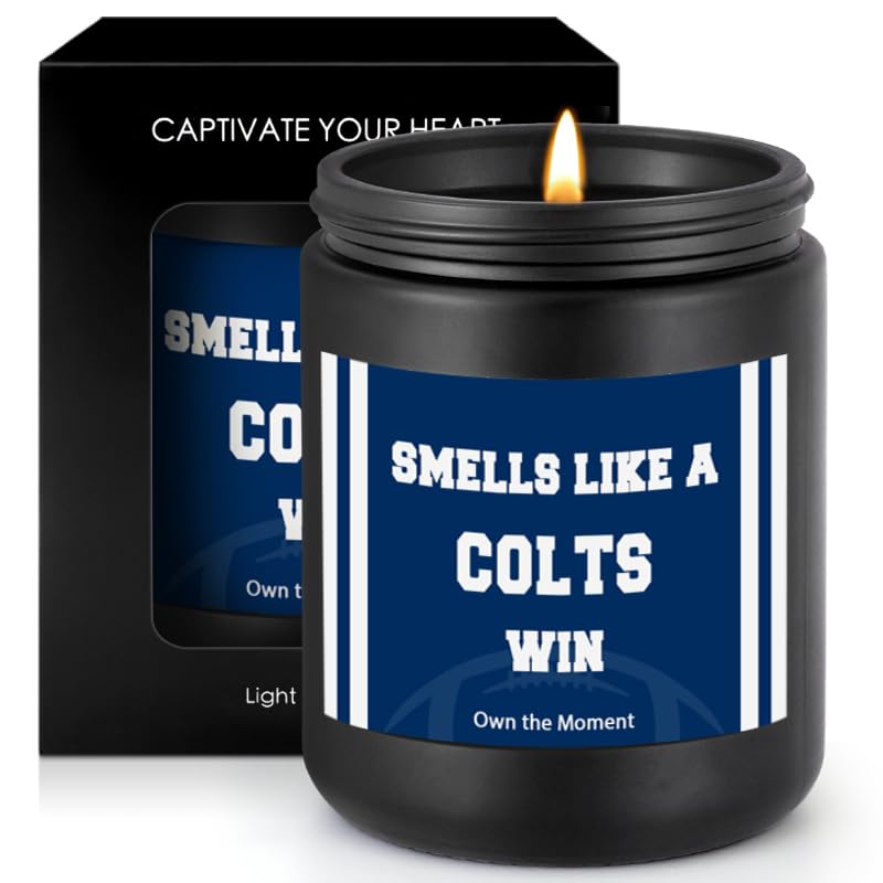 Smells Like A Colts Win Scented Candle Football Themed Merch Fan Shop Men Women Sport Stuff Gear Decor Indianapolis Team Accessories Bf Boyfriend Naughty Weird Novelty Cool Special Present Funny Gifts