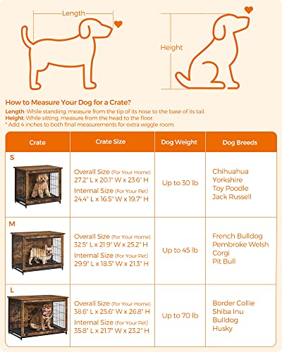 FEANDREA-Dog-Crate-Furniture-Side-End-Table-Heavy-Duty-Dog-Cage-with-Multi-Purpose-Removable-Tray-Double-Door-Dog-House Heavy-Duty Dog Cage