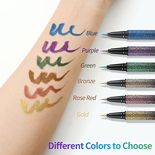 Popmisoler 3 Colors Liquid Glitter Eyeliner Pen Set, Shimmer Metallic Eyeliner Color Eyeliner Long Lasting Waterproof Eyeliner Eye Makeup Set Eye Liners For Women Girls #TOP3