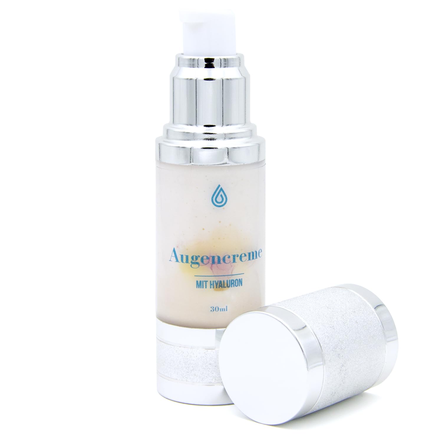 Crema per occhi Liquio con acido ialuronico biologico Aloe Vera Vitamina E, caffeina, guaranà – 30 ml – Anti Ageing Effetto Idratante Vegano contro le occhiaie e le occhiaie, tutti i tipi di pelle