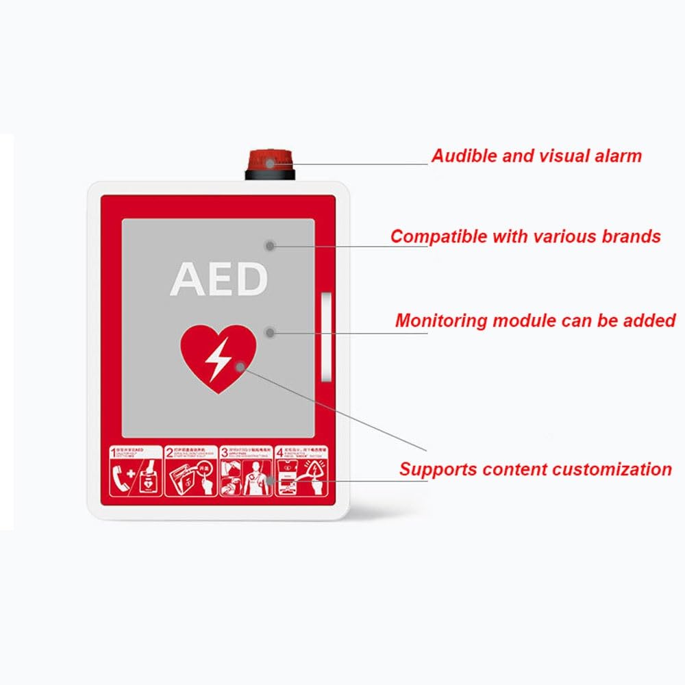 Armario para DEA con Alarma, Caja de Seguridad para Desfibrilador de Pared & Botiquín de Primeros Auxilios para Oficinas, Residencias y Áreas Públicas