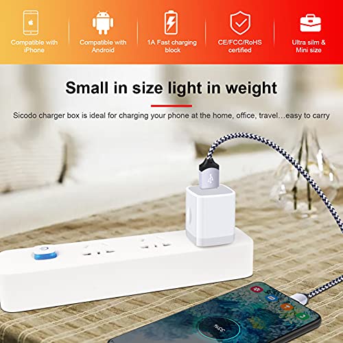 Iphone Charger Block, Plug In Phone Charger, Sicodo 4Pack Single Port Usb Wall Charger Fast Charging Adapter Cube Box For Iphone 14 13 12 Se(2020) 11/11Pro/Xs/Xs Max/Xr,Samsung Galaxy S22/S21/S20,Lg #TOP3