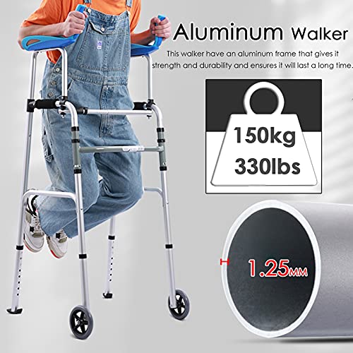 Cadre de marche pour personnes âgées compact et pliable verticalement - 5